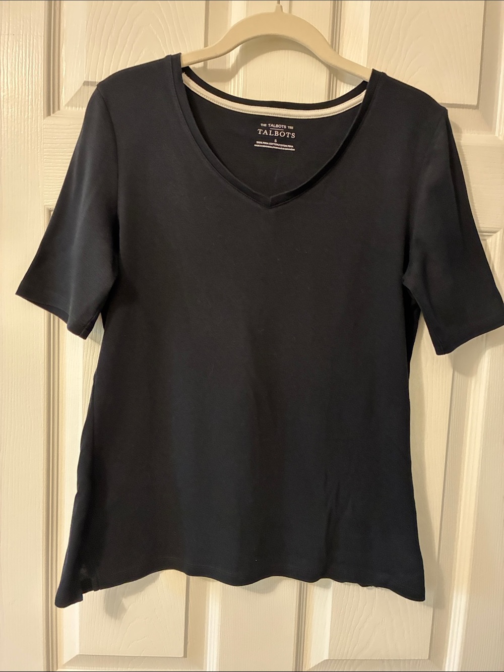 Talbots Navy V-Neck Short Sleeve Tee Small